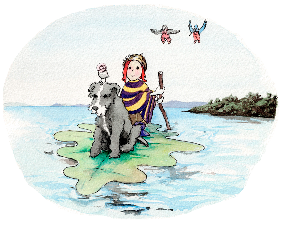 Ilustración de A Landra viaxeira e o amigo Lambón